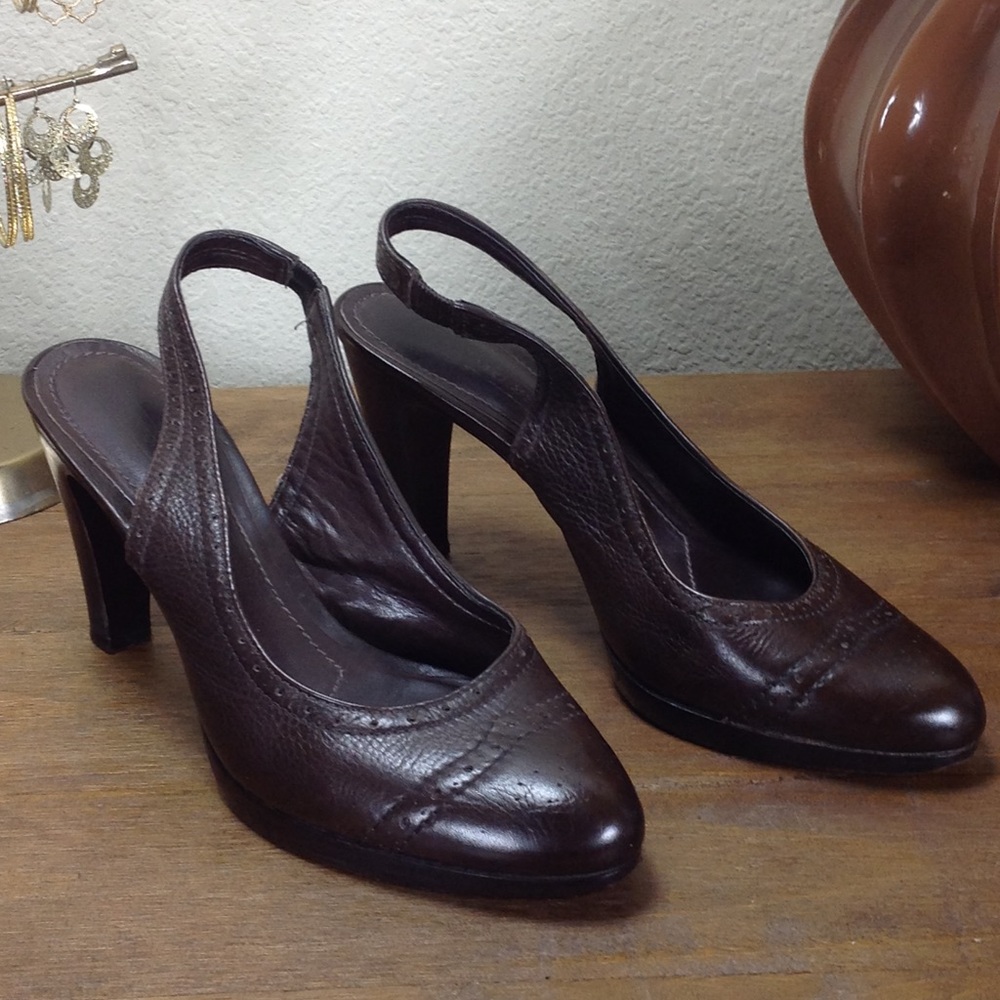 Antonio Melani Brown Leather Round Toe Sli…